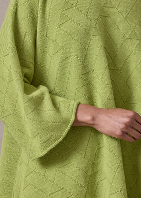 cashmere geometric diamonds 3/4 sleeve dps bateau neck sweater - mid plus (limelight)