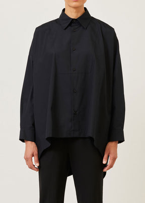cotton smaller front larger back shirt with collar and bib front - mid plus