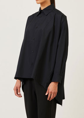 cotton smaller front larger back shirt with collar and bib front - mid plus