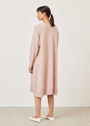 cashmere a-line round neck knit dress