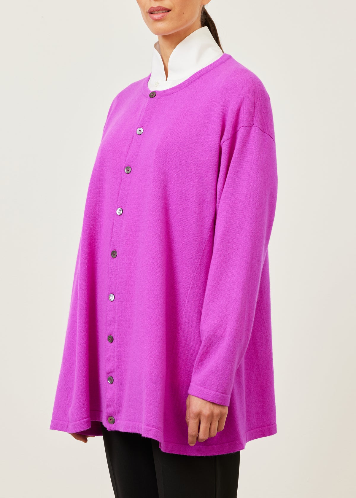cashmere knitted side panelled cardigan - long