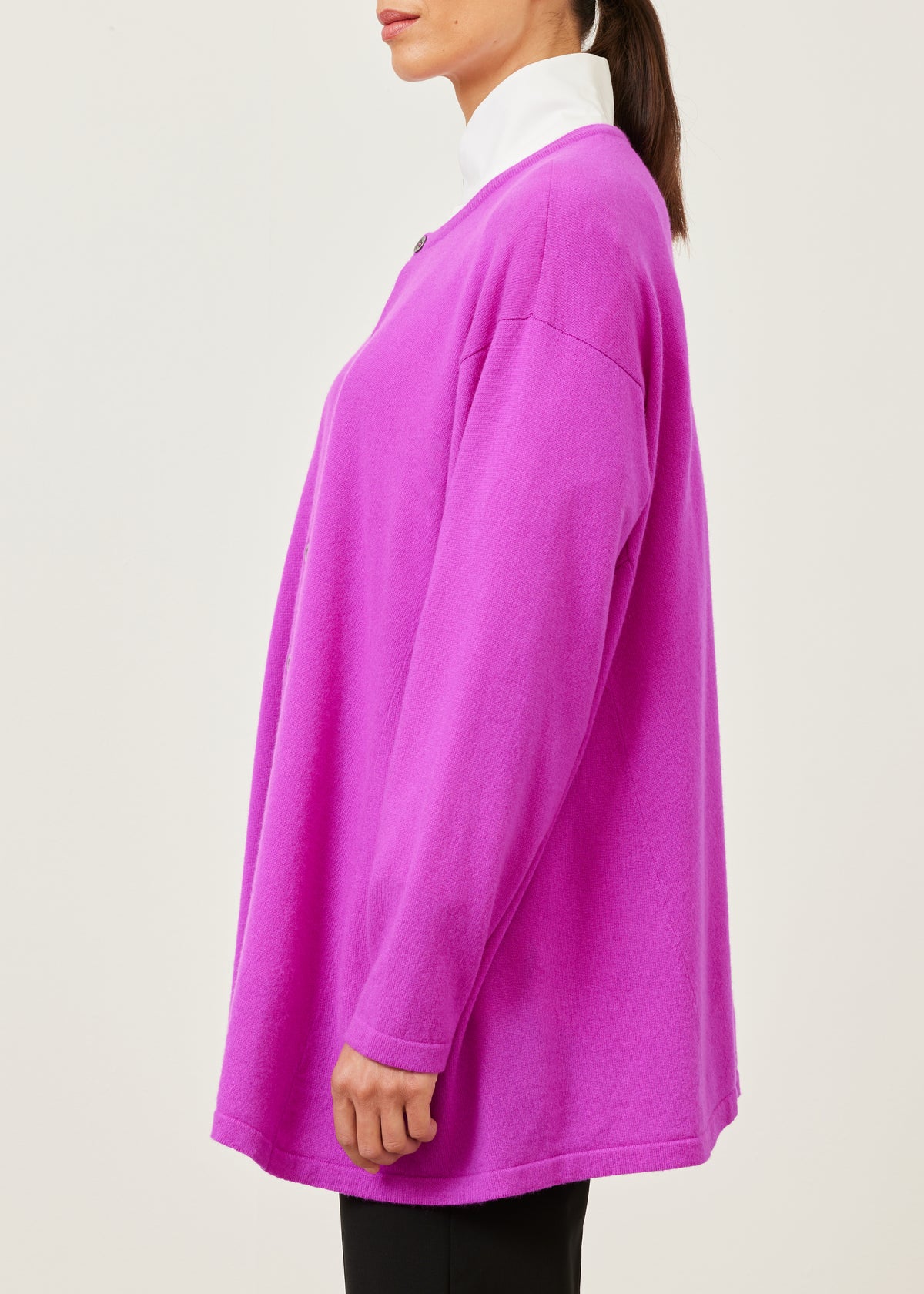 cashmere knitted side panelled cardigan - long