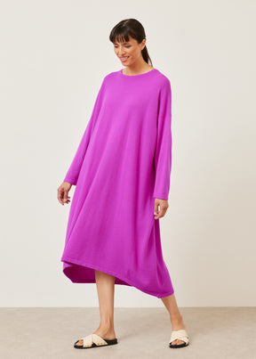 cashmere smaller front larger back round neck knit dress