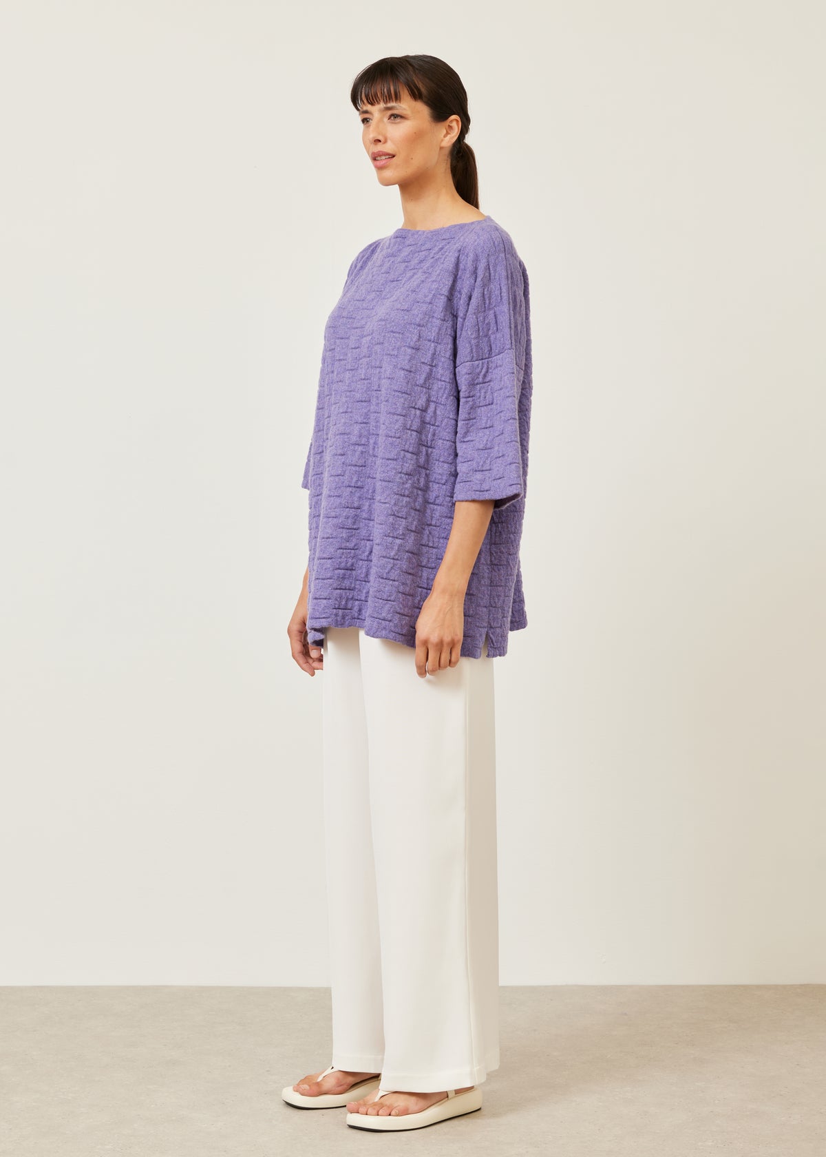 square 3/4 sleeve sweater - long