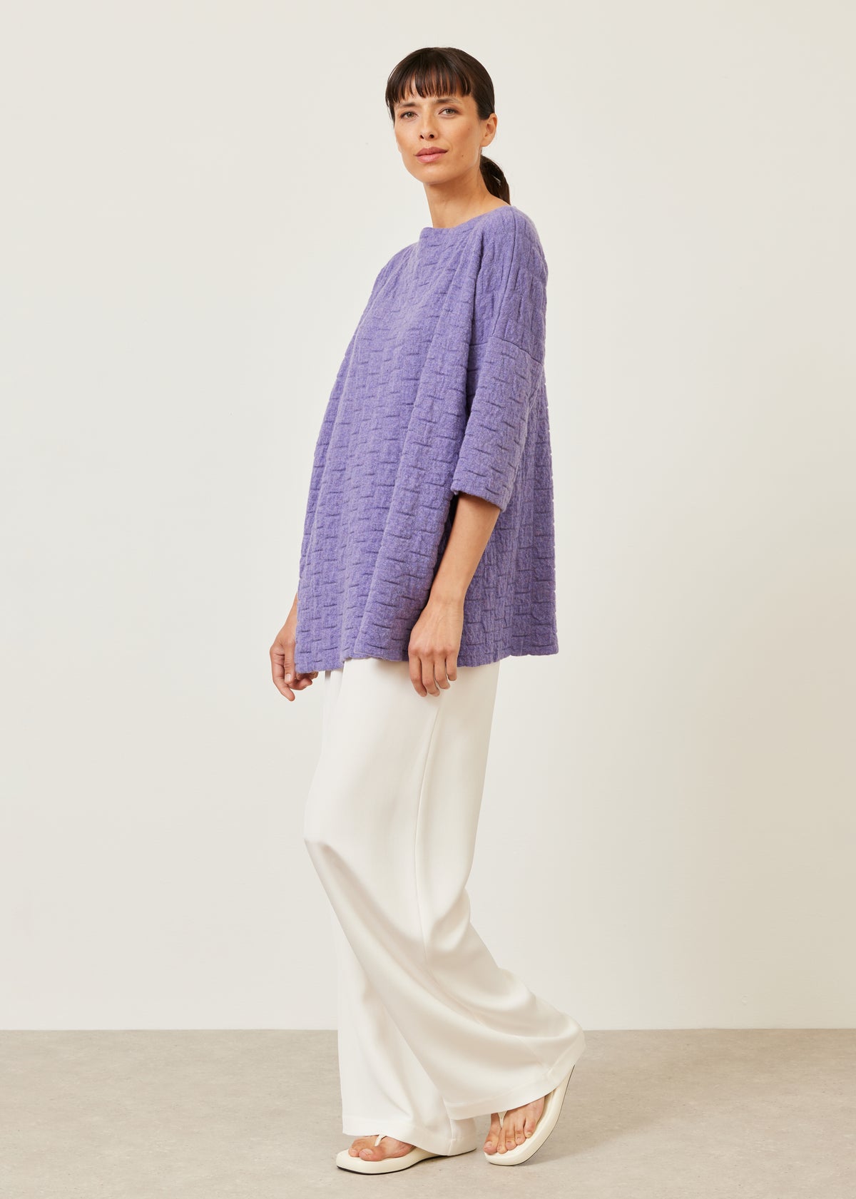 square 3/4 sleeve sweater - long