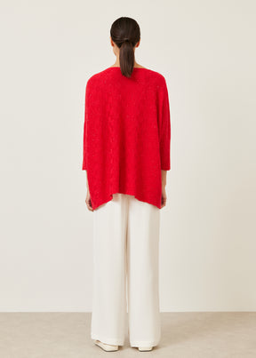 sideways knitted square slim sleeve sweater - long