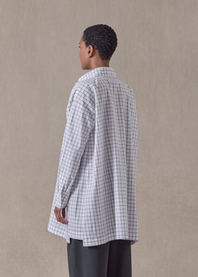 cotton slim a-line shirt with collar and stepped insert - long plus (lavender)