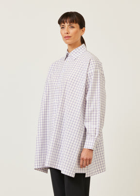 slim A-line shirt with collar and stepped insert - long plus
