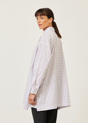 cotton slim a-line shirt with collar and stepped insert - long plus