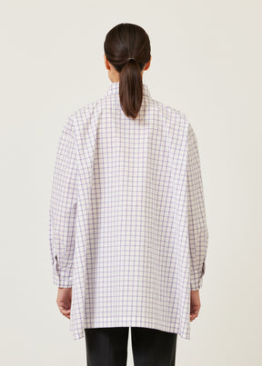cotton slim a-line shirt with collar and stepped insert - long plus