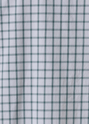 cotton wide a-line collarless shirt - very long with slits (willowgreen)