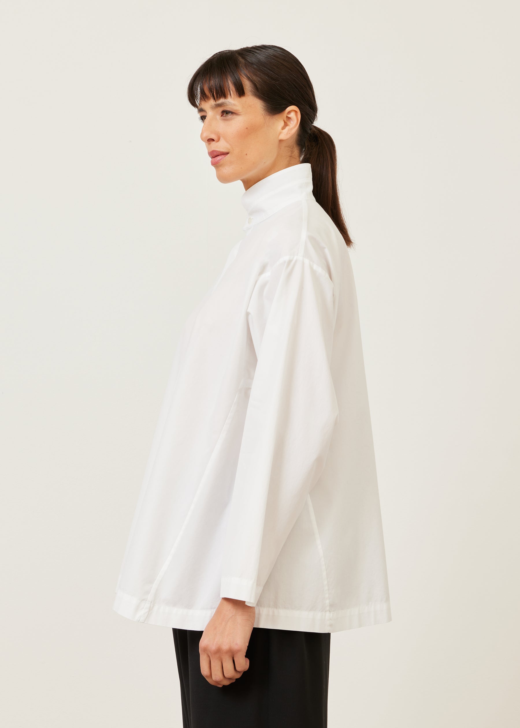 side panelled shirt with double stand collar - mid plus