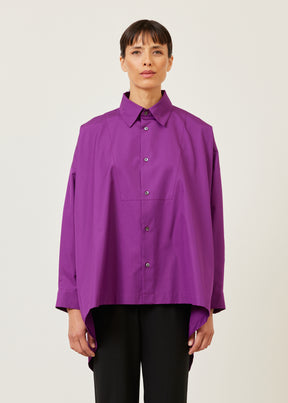 cotton smaller front larger back shirt with collar and bib front - mid plus