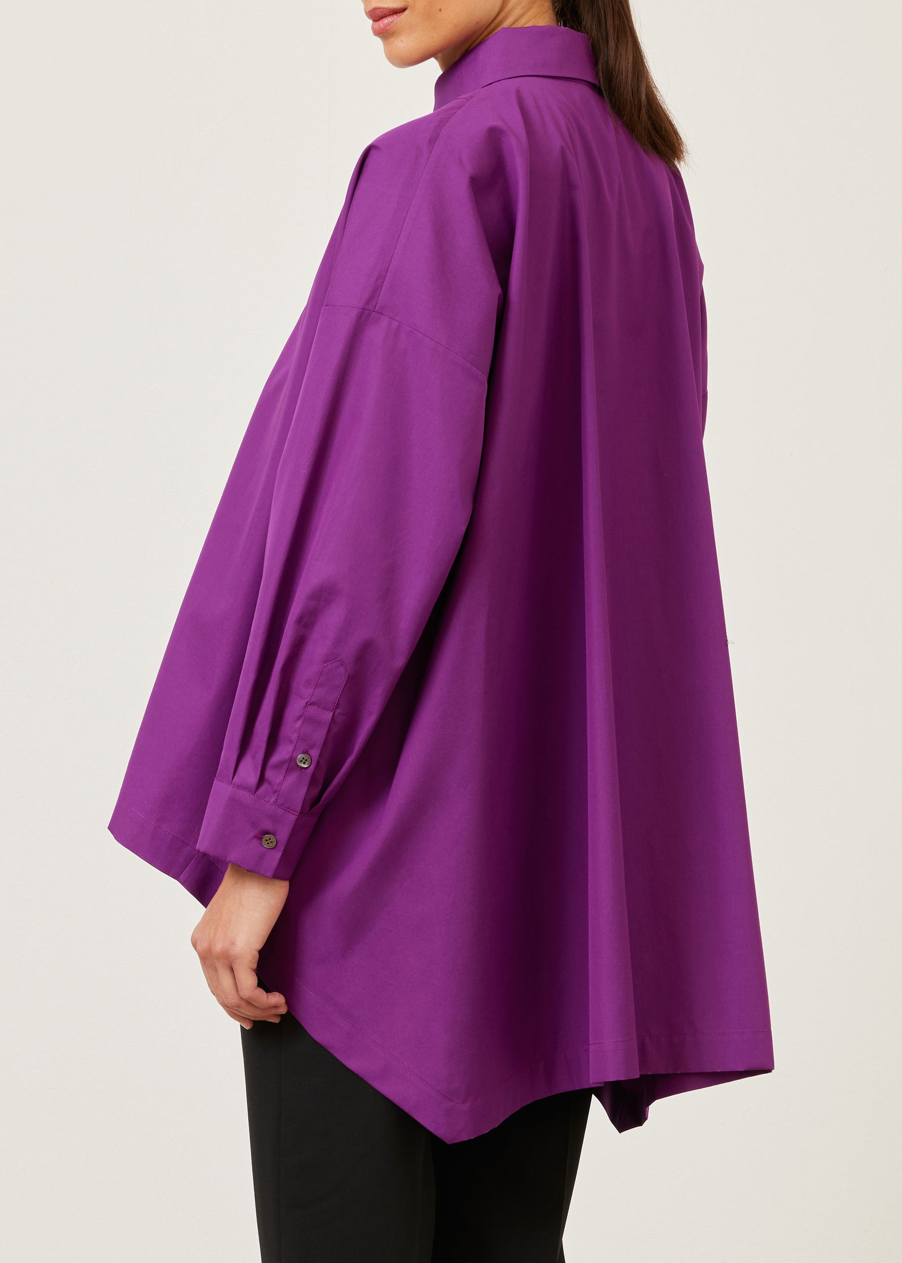 cotton smaller front larger back shirt with collar and bib front - mid plus