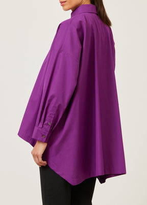 cotton smaller front larger back shirt with collar and bib front - mid plus