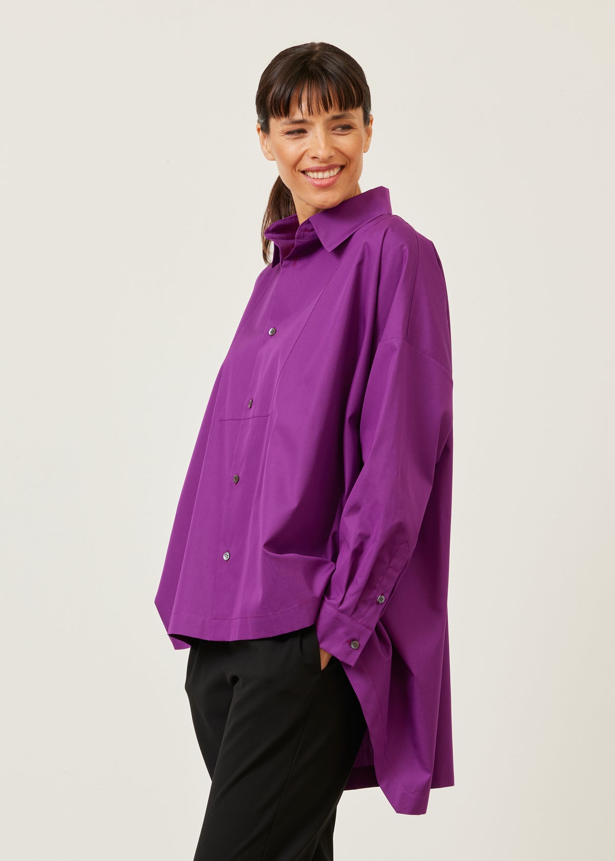 smaller front larger back shirt with collar and bib front - mid plus