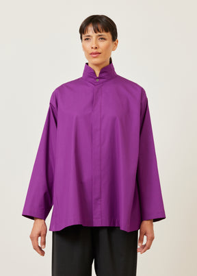 side panelled shirt with double stand collar - long