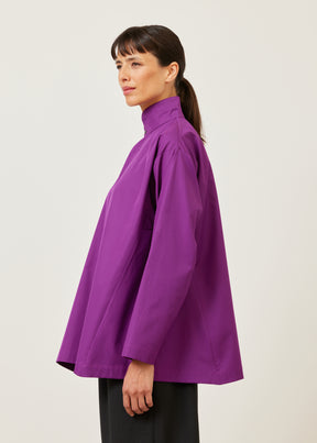 side panelled shirt with double stand collar - long