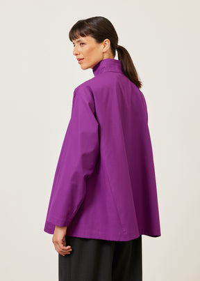 side panelled shirt with double stand collar - long