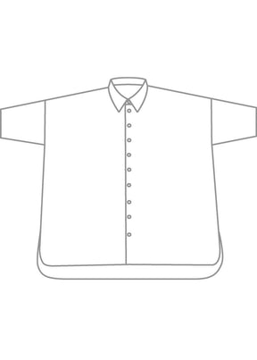 cotton sloped shoulder wide a-line short sleeve shirt with collar - long