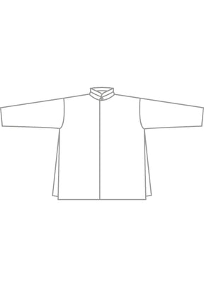 cotton slim a-line double stand collar shirt with stepped insert - long