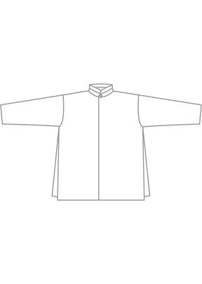 cotton slim a-line double stand collar shirt with stepped insert - long