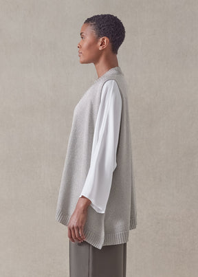 metallicised mix a-line sleeveless deep v-neck knitted sweater - mid plus