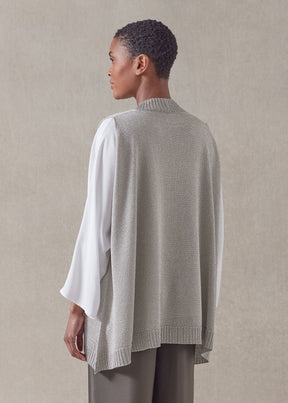 metallicised mix a-line sleeveless deep v-neck knitted sweater - mid plus