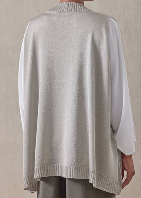 metallicised mix a-line sleeveless deep v-neck knitted sweater - mid plus