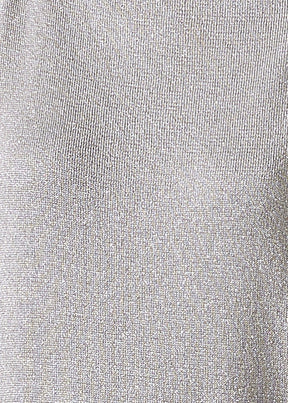 metallicised mix slim sleeve slash neck kaftan knitted sweater - long plus