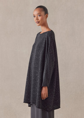 paillettes slim sleeve sideways knitted kaftan sweater - long plus