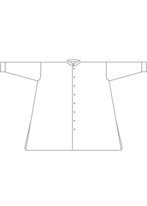 silk wide a-line collarless shirt - very long with slits
