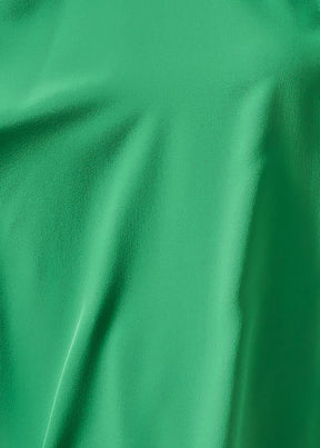 silk wide a-line collarless shirt - very long with slits