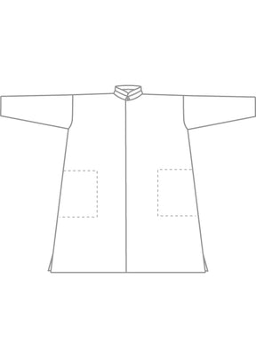 silk wide a-line shirt with double stand collar - very long with slits