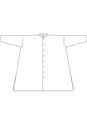 silk wide a-line collarless shirt - very long with slits