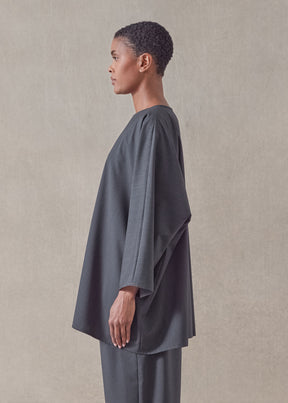 tropical wool boat neck top - long