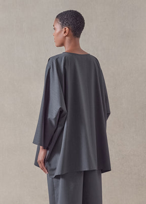 tropical wool boat neck top - long