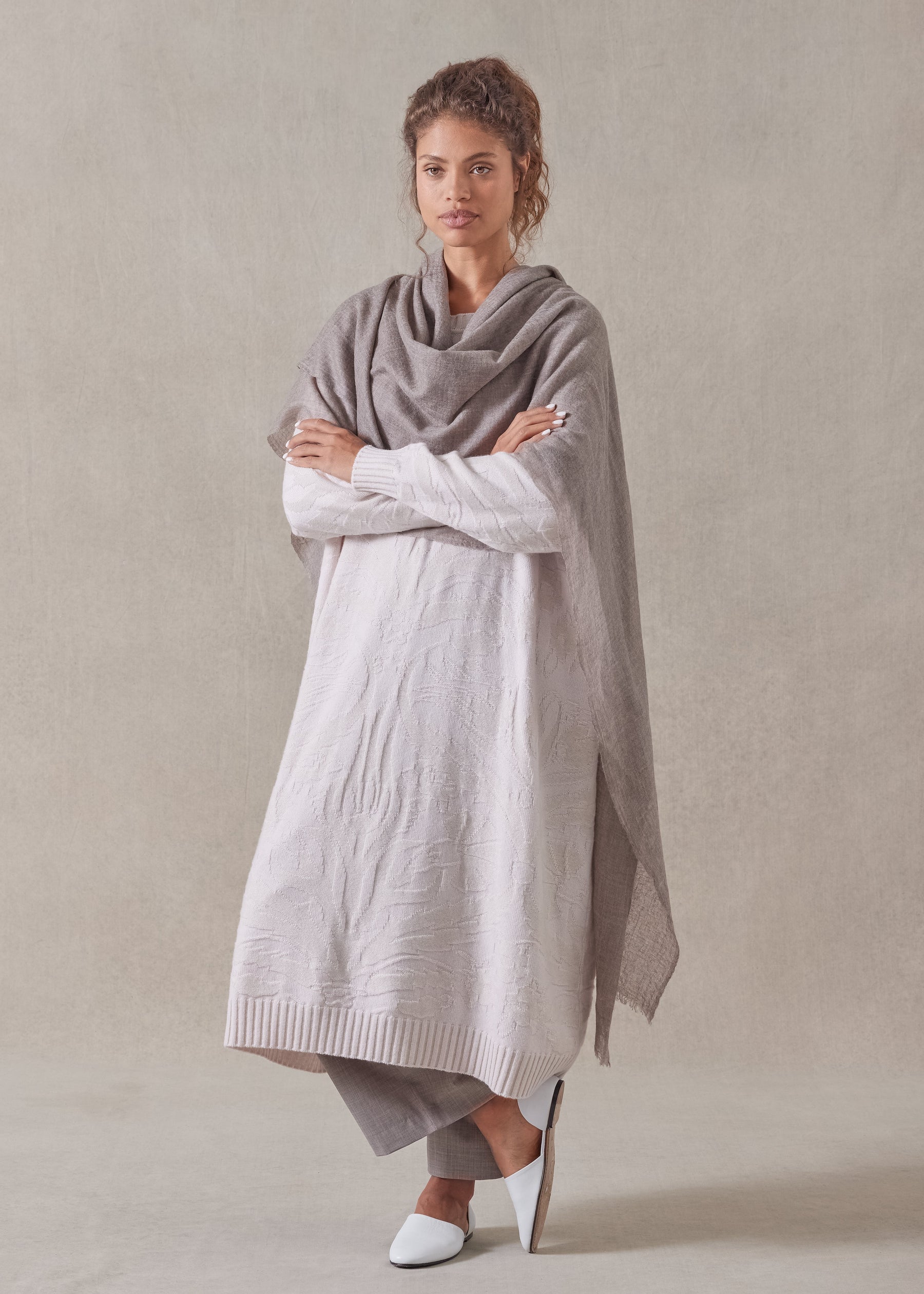 cashmere wide a-line round neck dress cashmere wide a-line round neck dress