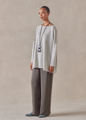 metallicised mix slim sleeve slash neck knitted sweater - mid plus