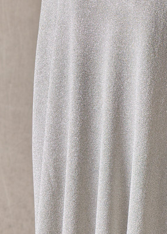 metallicised mix slim sleeve slash neck kaftan knitted sweater - long plus