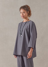 tropical wool boat neck top - long