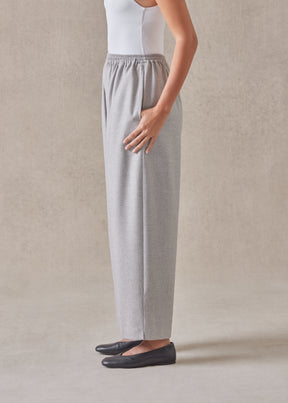 wool silk longer japanese trouser with ankle slits