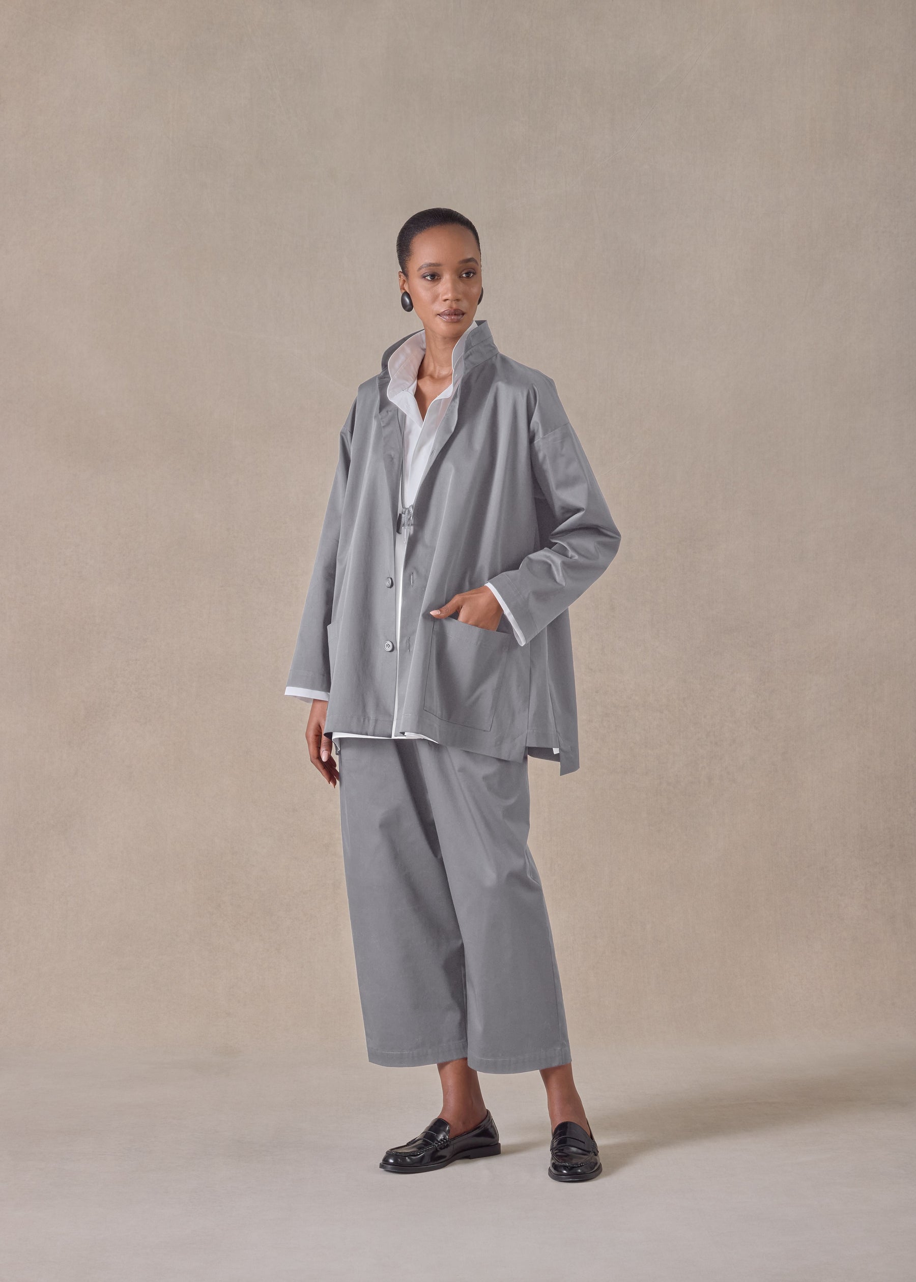 cotton stretch japanese trouser (greypale)