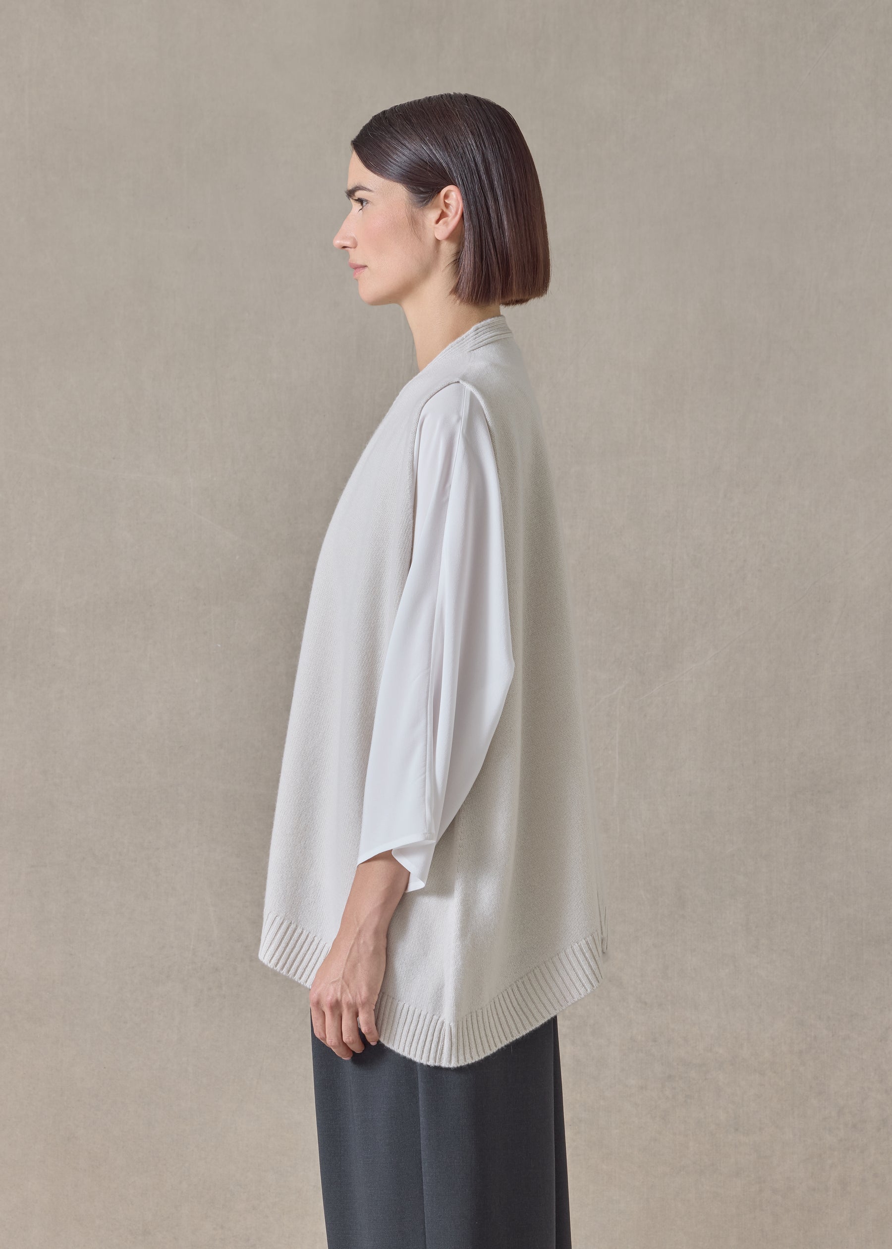 cashmere a-line sleeveless v neck cardigan - mid plus