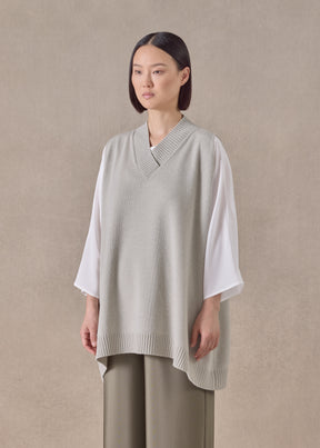 cashmere a-line sleeveless cross over v-neck - long