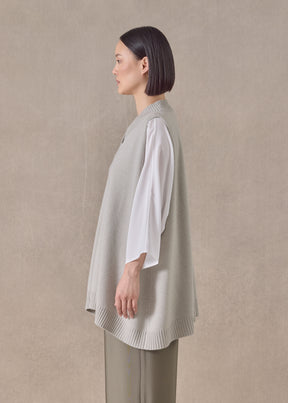 cashmere a-line sleeveless cross over v-neck - long