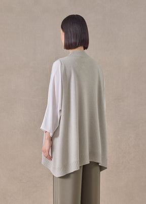 cashmere a-line sleeveless cross over v-neck - long