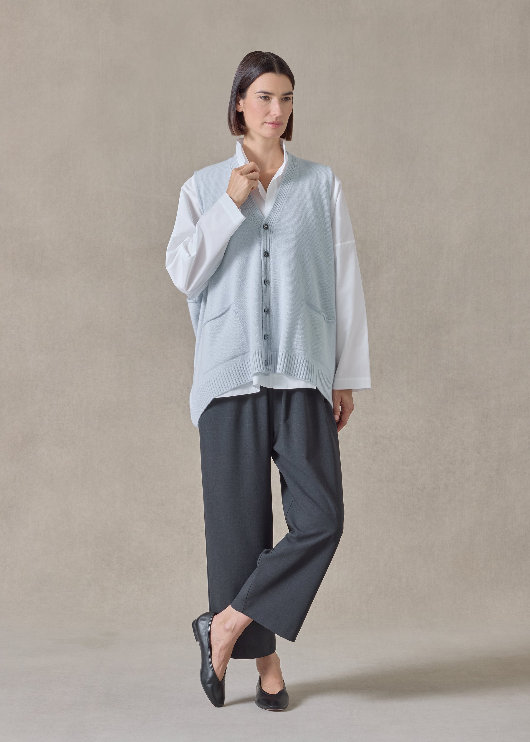 cashmere scoop armhole waistcoat - mid plus