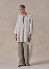 cashmere slash neck 3/4 sleeve sweater - long plus with slits
