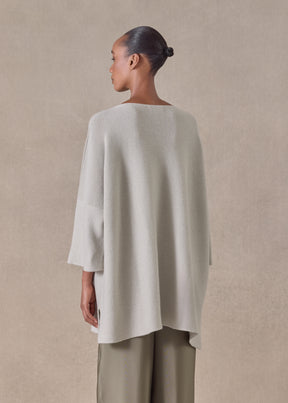 cashmere slash neck 3/4 sleeve sweater - long plus with slits